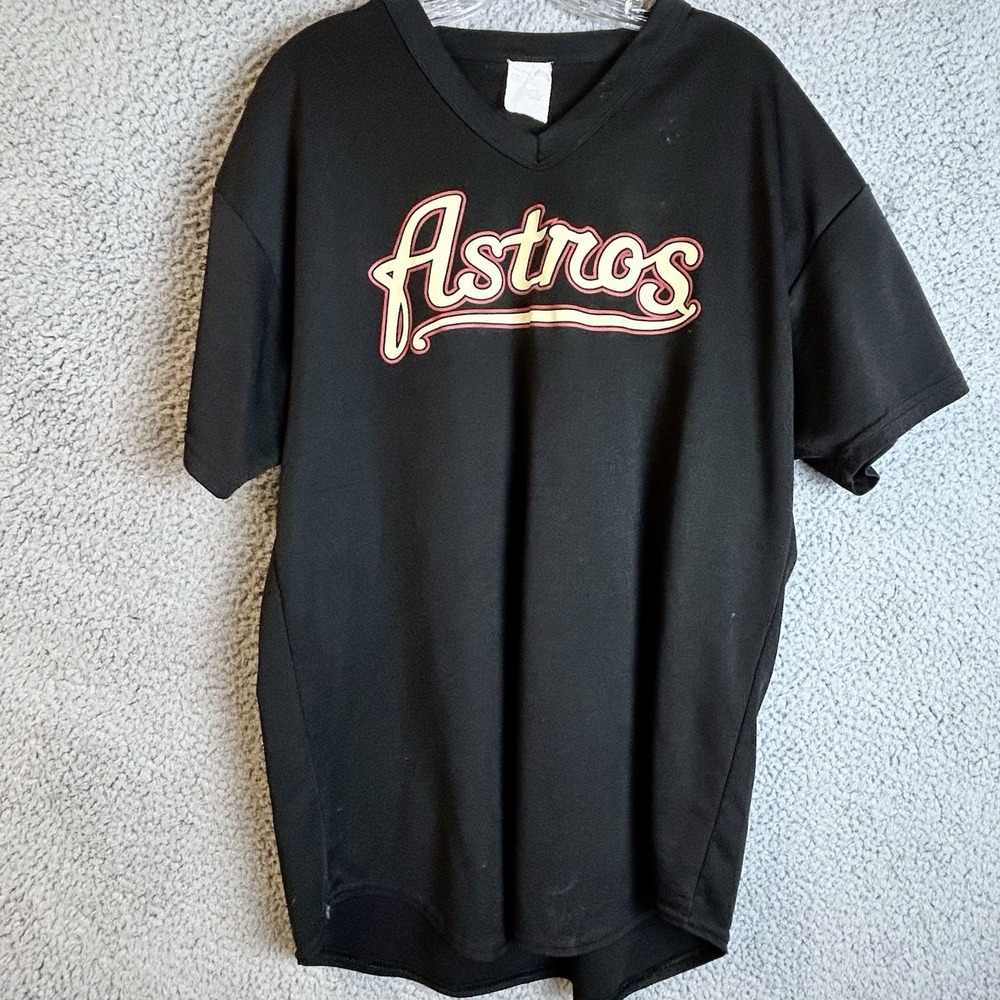 Vintage Majestic Houston Astros MLB Black #24 Back V-Neck Jersey Shirt Size XL
